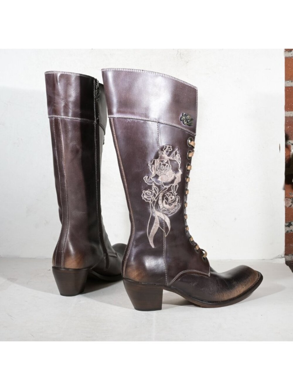 Siren by Mark Nason 69064 Fatinah Violet Embroidered Lace Up Knee High Boot Made - Picture 4 of 10